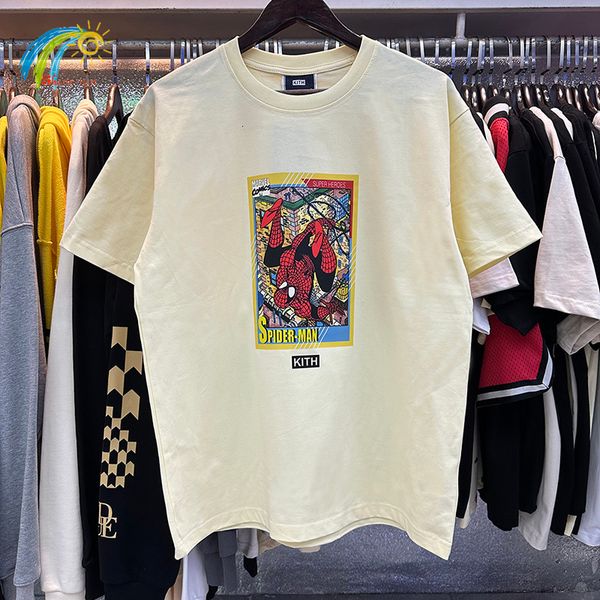 men's t-shirts hip hop cartoon character printing kith t-shirt men women casual cotton tee black white apricot short sleeve 230517, White;black
